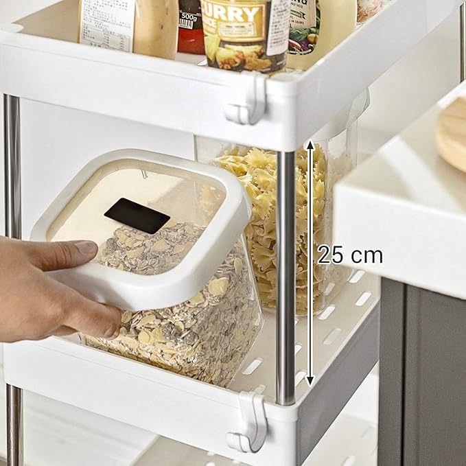 Carrinho de cozinha com Rodas 3 Níveis – Branco Nuvem