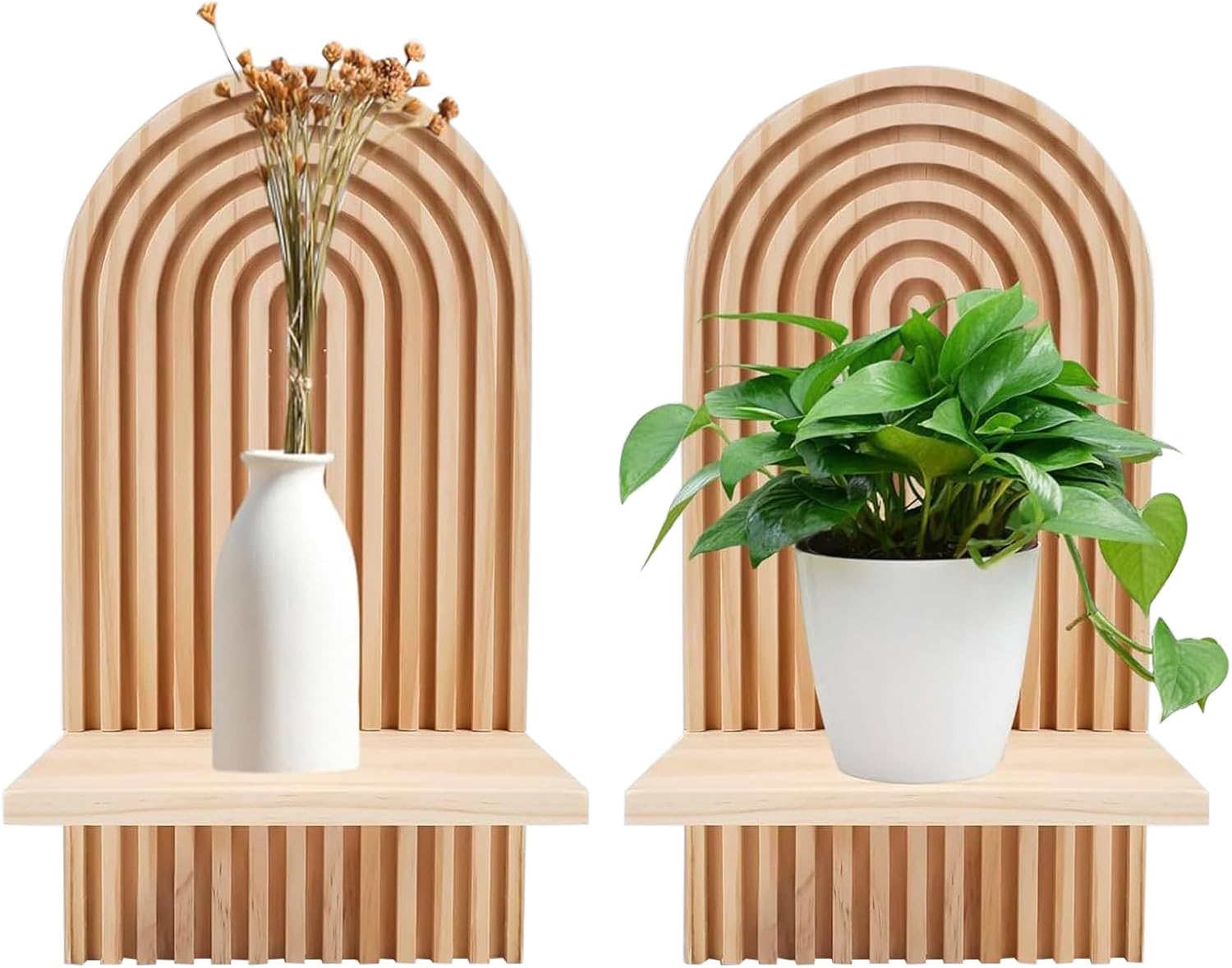 Conjunto de 2 Prateleiras Boho Arco-Íris em Madeira