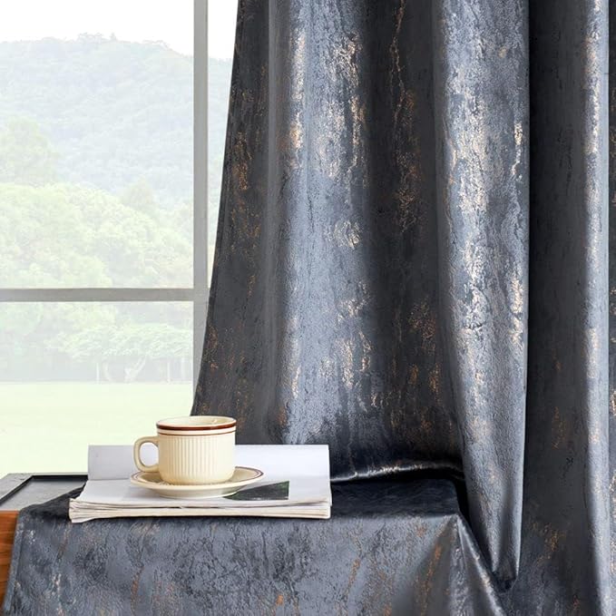 Conjunto 2 Cortinas de Veludo EMEMA 140 × 175 cm (L × A) – Cinzento