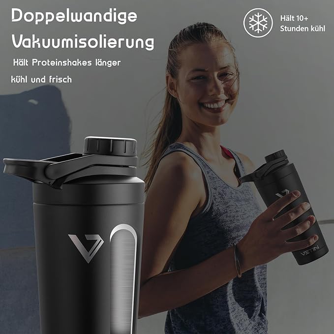 Shaker de Proteína 750 ml – Copo Inox Isotérmico, Antifugas - Verde