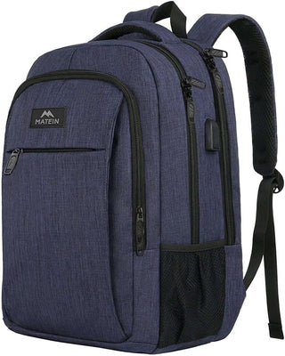 MATEIN Mochila Escolar 15,6” com Porta USB | Mochila para Portátil | Bolsa para Homem e Rapaz | Ideal para Escola, Trabalho e Viagens – Azul