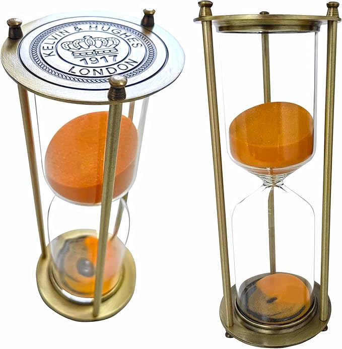 Temporizador de Ampulheta 30 Minutos – Rustico -Decoração em Madeira, Laranja