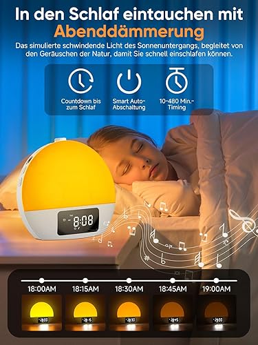 Despertador Sunrise Foryond com Sons Relaxantes e Luz Ambiente