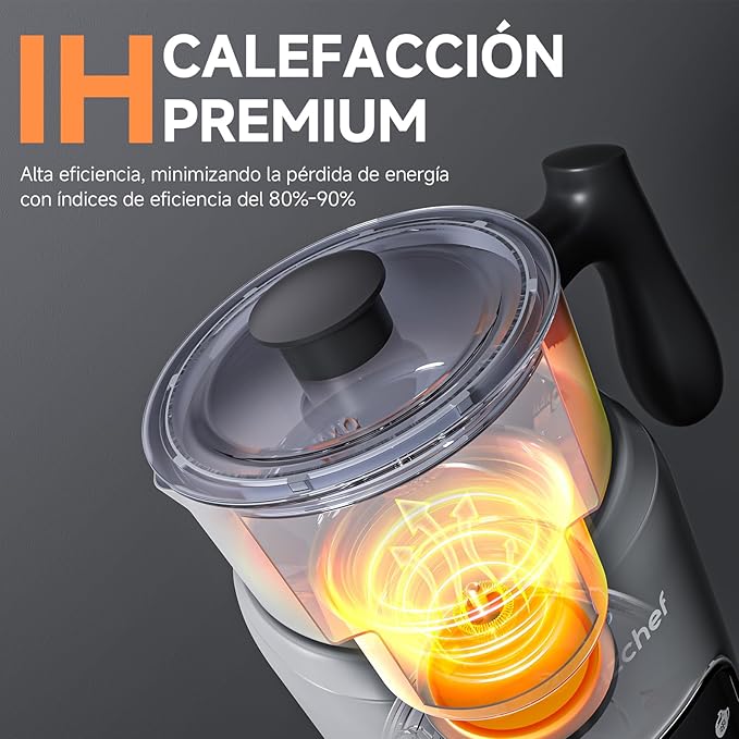 Espumador de Leite Elétrico AMZCHEF com Ecrã Tátil LED – Aço Inoxidável, Aquecimento por Indução 3D, Ideal para Chocolate Quente, Latte, Cappuccino e Mocha