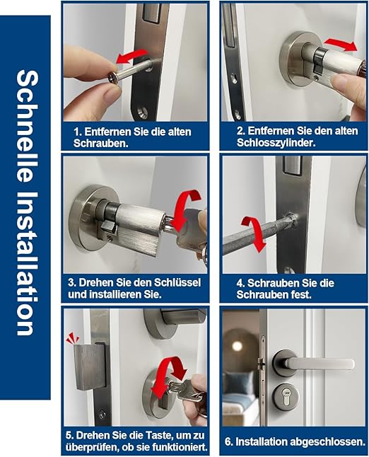 Cilindro de Fechadura AceMining 90 mm – Anti-Roubo, Latão com 3 Chaves