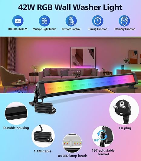 Projetor LED RGB MEIHUA 42W Exterior IP66 com Comando