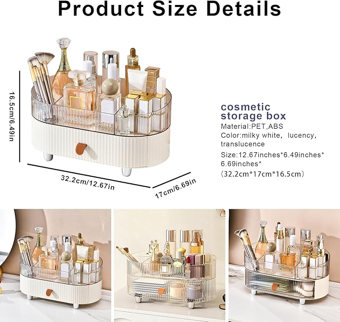 Organizador de Maquilhagem Empilhável com Gaveta e 6 Ranhuras para Pincéis