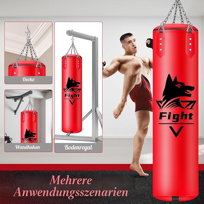 Saco de Boxe Suspenso JUOIFIP 120 cm com Kit Completo (Vazio)