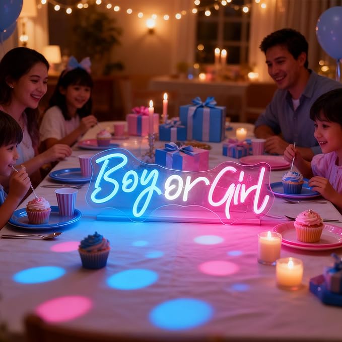 Letreiro Néon LED “Boy or Girl” para Chá Revelação