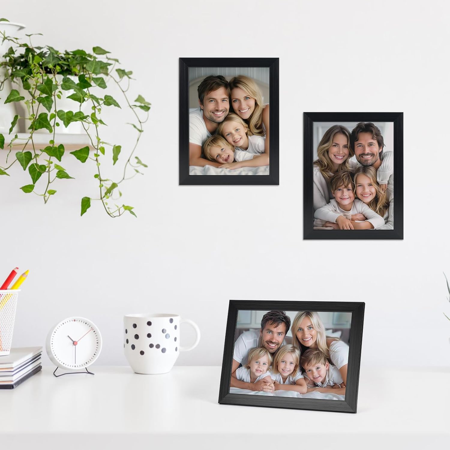 Conjunto de 9 Molduras 15x20 cm – Pretas, para Mesa ou Parede, Decoração Elegante para Casa