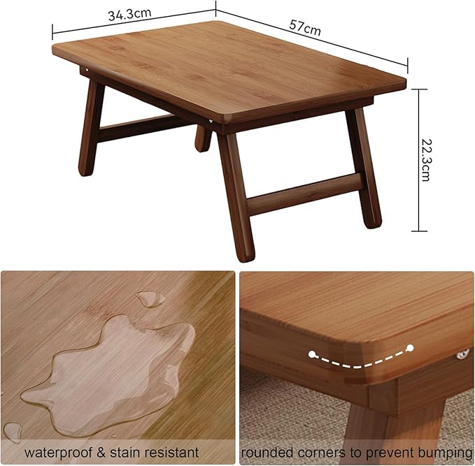 Mesa Baixa Dobrável em Bambu – 57 × 34 × 22 cm – Madeira Natural – 2,7 kg