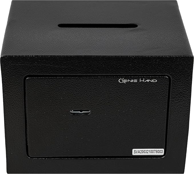 Cofre Mecânico Genie Hand – Cofre Doméstico em Aço com Chave e Slot Anti-Roubo, Fecho de Dupla Ponta