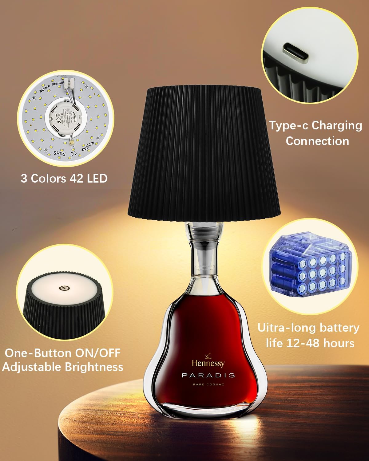 Conjunto de 2 Candeeiros LED para Garrafas