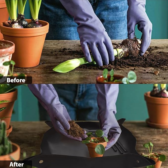 Kit de Ferramentas de Jardinagem 17 Peças com Tapete Dobrável, Bolsa de Armazenamento