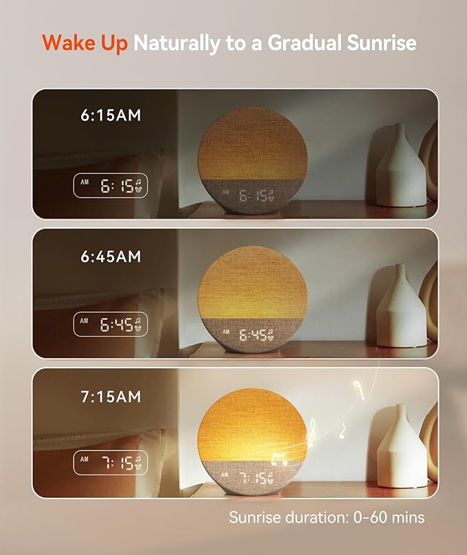 Despertador Sunrise Dreamegg com Luz Ambiente e Sons Relaxantes