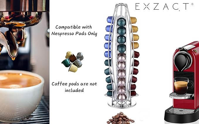 Suporte Giratório para Cápsulas de Café Nespresso Exzact – Torre Rotativa para 40 Cápsulas
