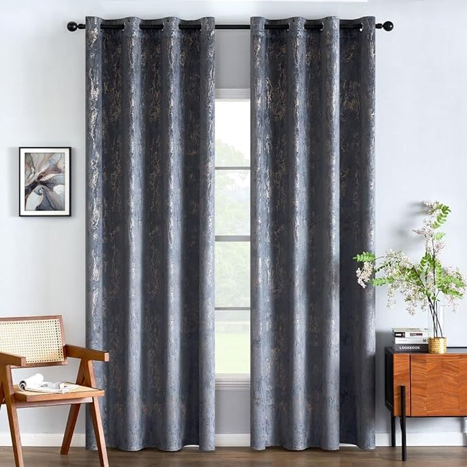 Conjunto 2 Cortinas de Veludo EMEMA 140 × 175 cm (L × A) – Cinzento