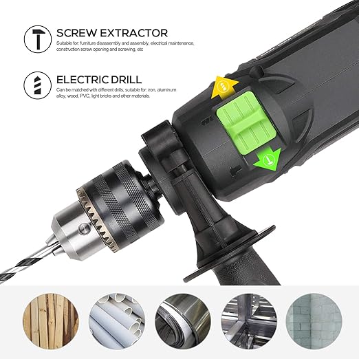 Berbequim de Impacto 600W, 3000RPM, Punho Giratório 360°, Mandril 13mm, Função 2 em 1