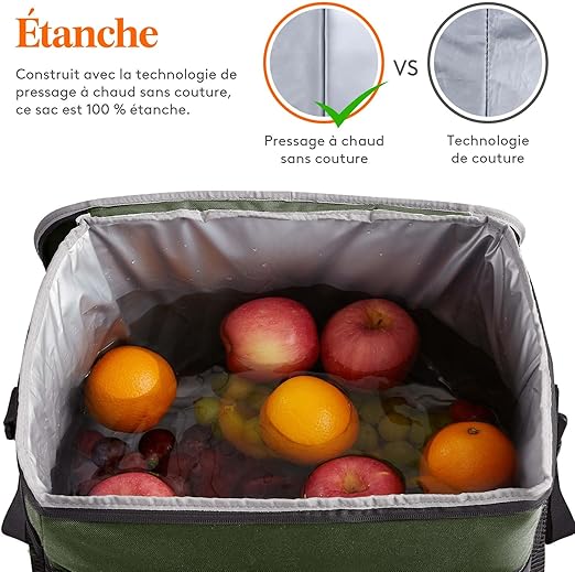 Saco Térmico 40L com Revestimento Rígido – Bolsa Isotérmica Grande para Piqueniques, Campismo e Atividades ao Ar Livre