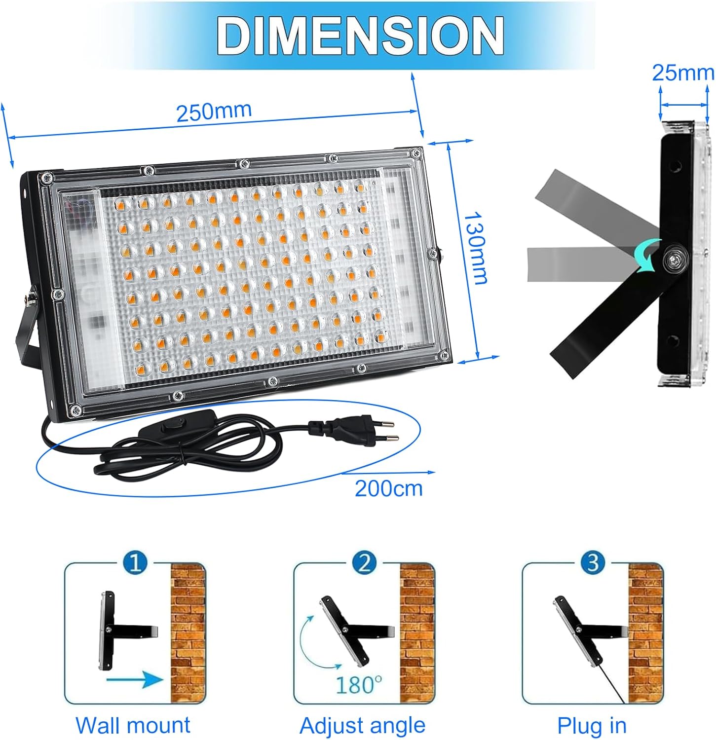 Projetor LED CREATESTAR 100W com Ficha