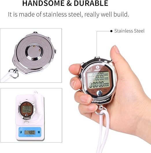 Cronómetro Digital Profissional – 1/1000 Segundos, Corpo em Metal, Portátil e de Alta Precisão