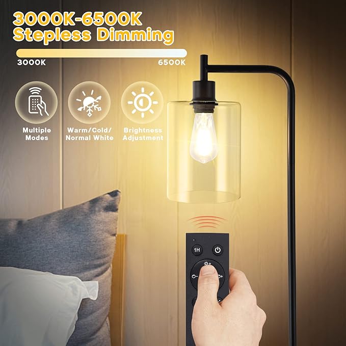 Candeeiro de Pé LED Litake com Comando e Intensidade Ajustável