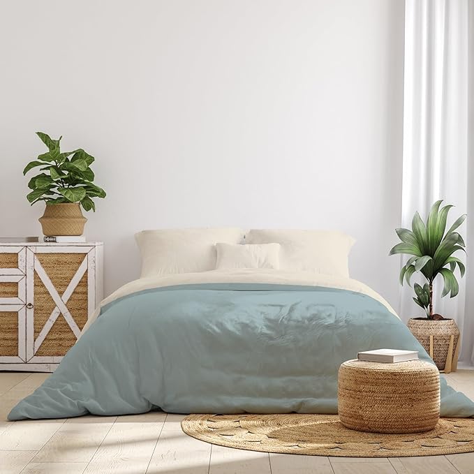 Conjunto de Roupa de Cama Lisa em Microfibra Reversível (240 x 220 cm) com 2 Fronhas