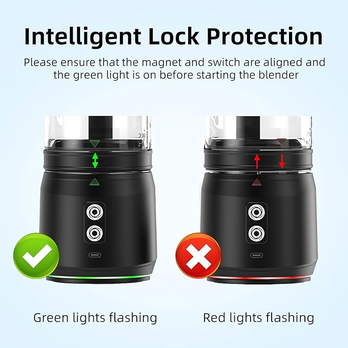 Liquidificadora Portátil DENOKIN 700 ml – Recarregável USB-C com 6 Lâminas em Aço Inox (Preto/Cinza)