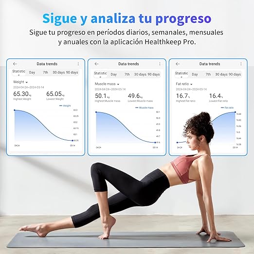 Balança Inteligente Healthkeep Pro – Ecrã TFT HD, 25 Métricas e App