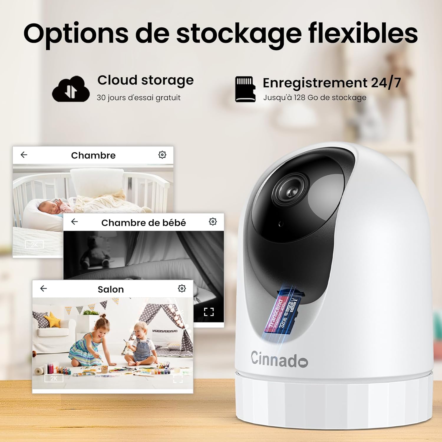 Câmara WiFi de Vigilância Cinnado 2K (Pack 2)