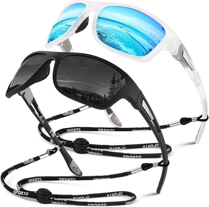 Pack 2 Óculos de Sol Polarizados Desportivos (Branco + Preto)