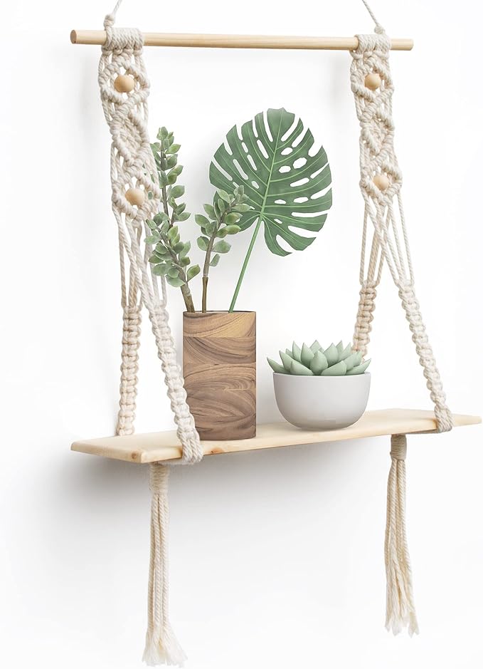 Afuly Estanteria Pared Madera Boho