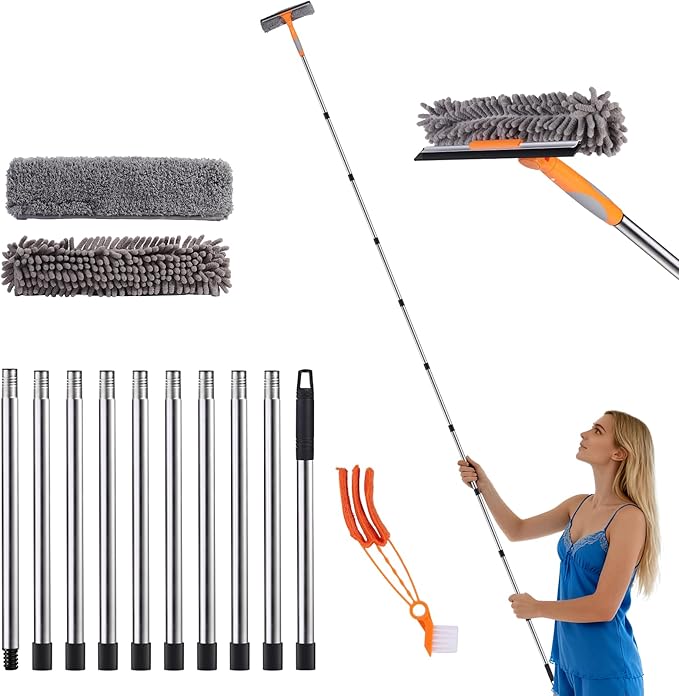 Kit Limpeza de Janelas GOYOXOKY – Escova, Rodo e Bastão Telescópico 3,8 m