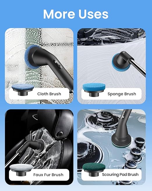 Escova Elétrica Rotativa Leebein com 7 Cabeças e Cabo Extensível