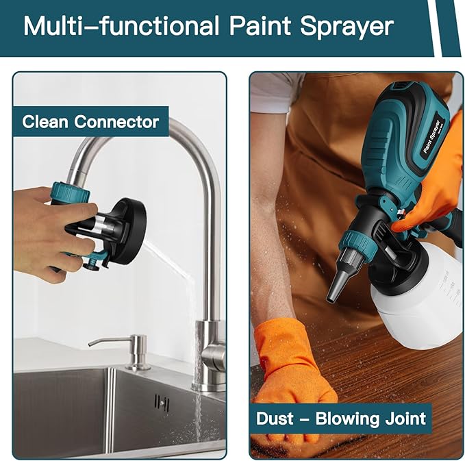 Pistola de Pintura 700W HVLP – Depósito 1200 ml, 1000 ml/min, 4 Bicos, 3 Padrões de Spray, Ajuste de Fluxo – Para Casa, Móveis, Paredes, Vedação, etc.