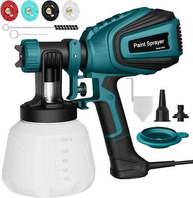 Pistola de Pintura 700W HVLP – Depósito 1200 ml, 1000 ml/min, 4 Bicos, 3 Padrões de Spray, Ajuste de Fluxo – Para Casa, Móveis, Paredes, Vedação, etc.
