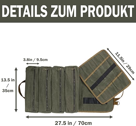 Saco para Armazenamento de Ferramentas - 4 Bolsas em tecido premium Oleado.