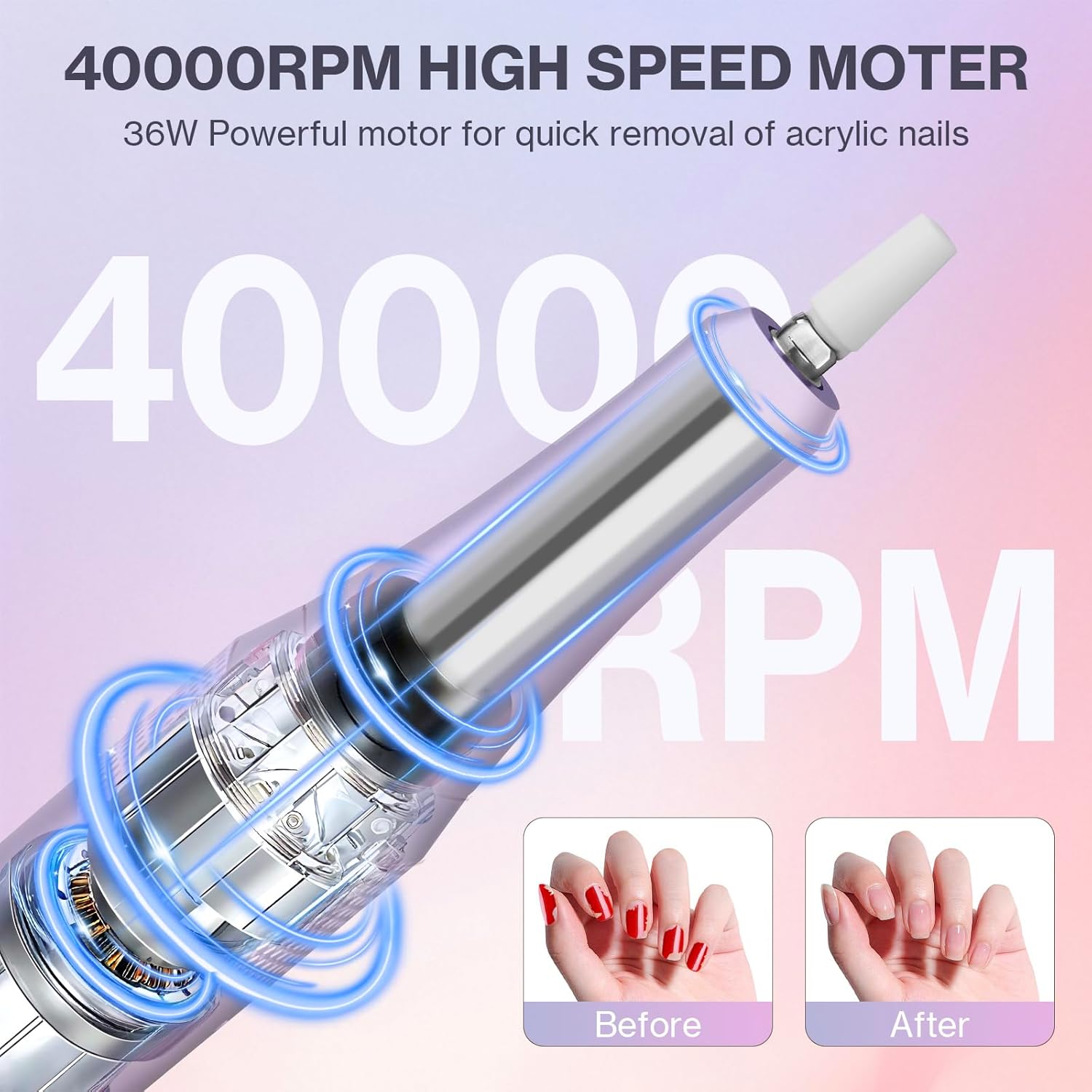 Broca Elétrica para Unhas Profissional 40.000 RPM