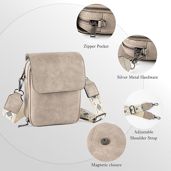 Bolsa Transversal Feminina em Couro PU com Bloqueio RFID
