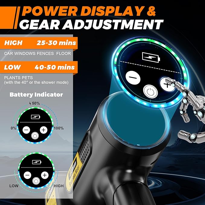 Lavadora de Alta Pressão a Bateria , 2 Baterias 3000 mAh