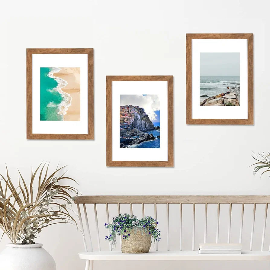 Moldura de fotos A4, cor de madeira, plexiglass, moldura para posteres, molduras de fotos, conjunto de 3, moldura de fotos A4, moldura de fotos 21 x 30