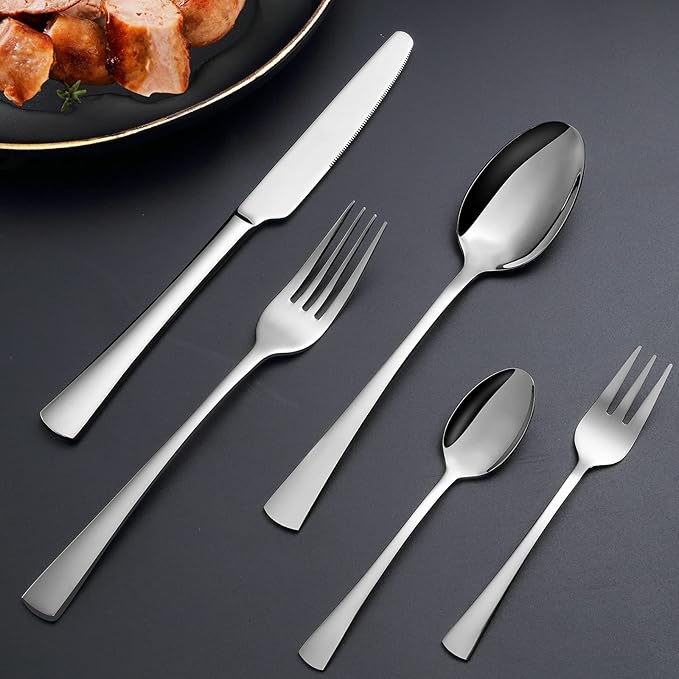 Conjunto de Talheres para 12 Pessoas Bestdin – 60 Peças em Aço Inoxidável Elegante