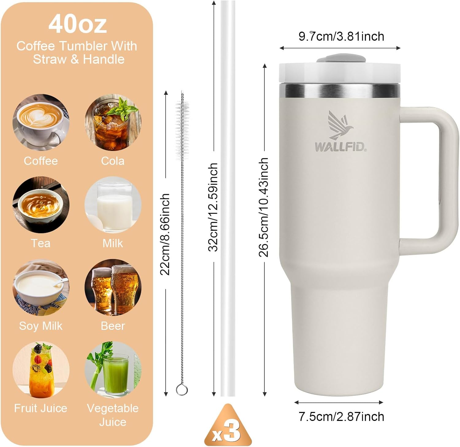 Copo Térmico Inox 1130 ml com Tampa e Palhinhas