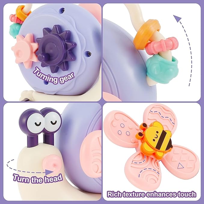 Brinquedo com Ventosa 3-em-1 – Montessori – Para Bebés 6–12 Meses | Banho, Alimentação e Desenvolvimento Motor