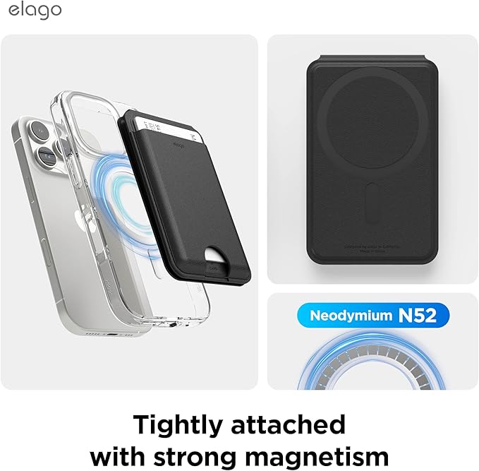 Carteira Magnética elago em Pele Vegan para iPhone MagSafe – Porta-Cartões com Suporte Ajustável (Preto)