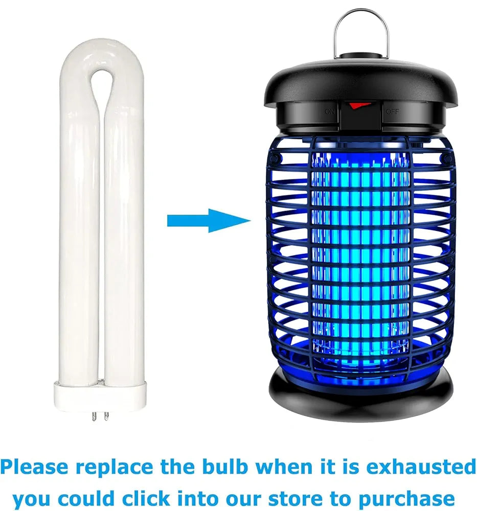 WUEAOA Candeeiro anti-mosquitos exterior com lâmpada LED, 4200 V 15 W UV mata mosquitos elétricos, não-tóxico e inodoro, IPX4, captura eficazmente mosquitos, moscas e traça