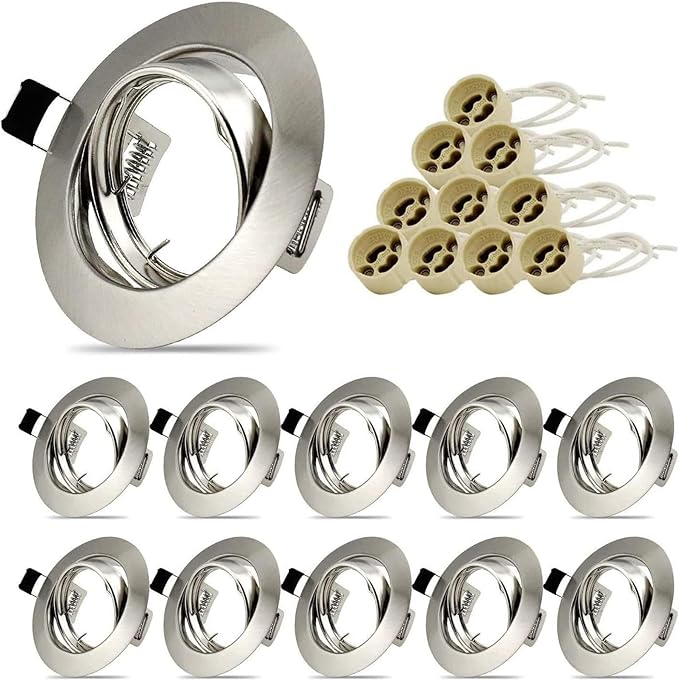 10 Spots GU10 Recarregáveis Aço Inox Escovado 68mm Foco