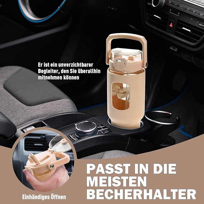 Garrafa de Vidro 1200 ml com Palhinha – HYDRAGLAZIC