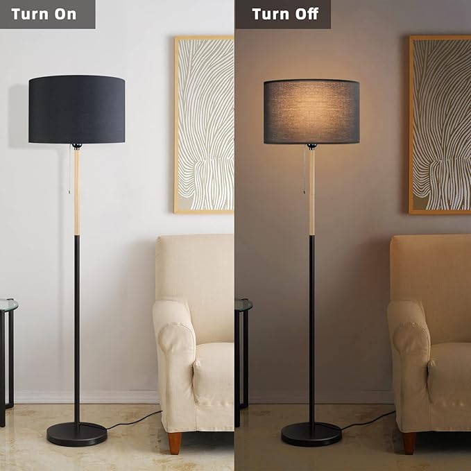 Candeeiro de Pé LED Vintage Industrial – 152 cm  Casquilho E27 com Corrente | Candeeiro Retro para Sala, Quarto e Escritório (Preto)
