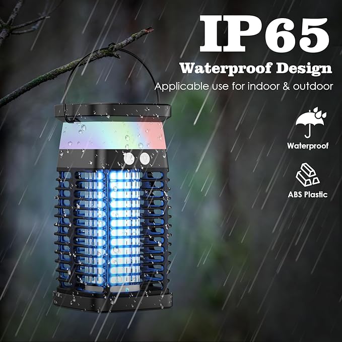 Mata-Mosquitos Solar 4200V com LED e USB-C - Bateria 4000mAh